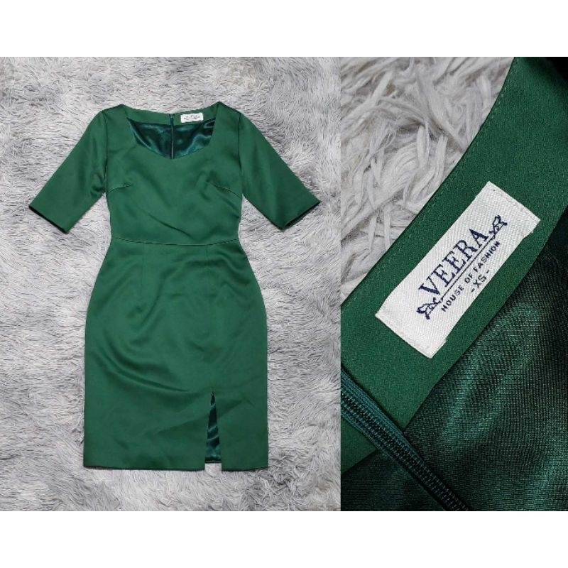 เดรสใส่ทำงาน VEERA -xs- อก30ถึง32 เอว24-26 สะโพก32-34 ยาว37 ผ้ายืดเข้ารูป