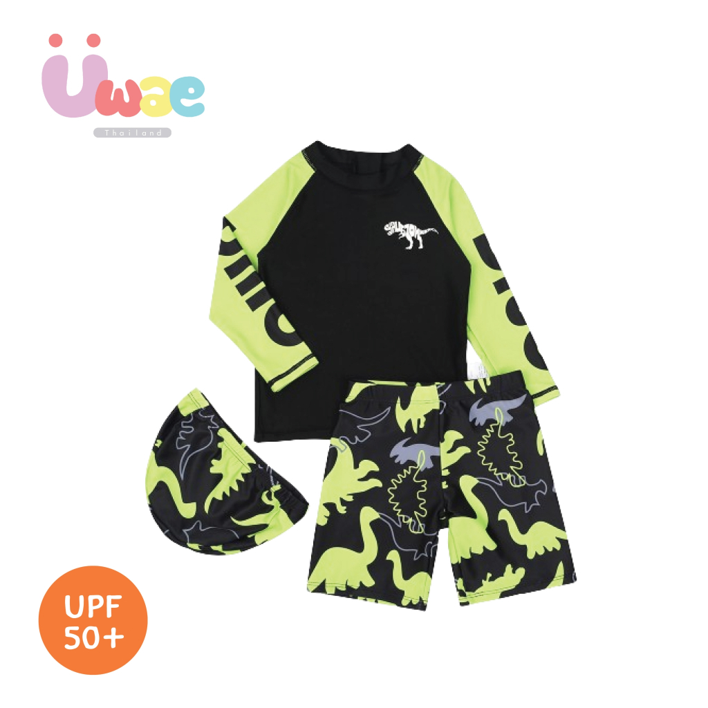 Uwae ชุดว่ายน้ำเด็กชายกันยูวี Neon Dino รุ่น UV381