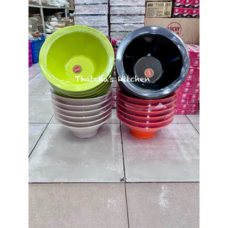 ชามขอบตั้ง ขนาด 8.25 นิ้ว เนื้อเมลามีน สีดำ/เขียว/ส้ม ตรา shabu fancy ( บรรจุ 6 ใบ )