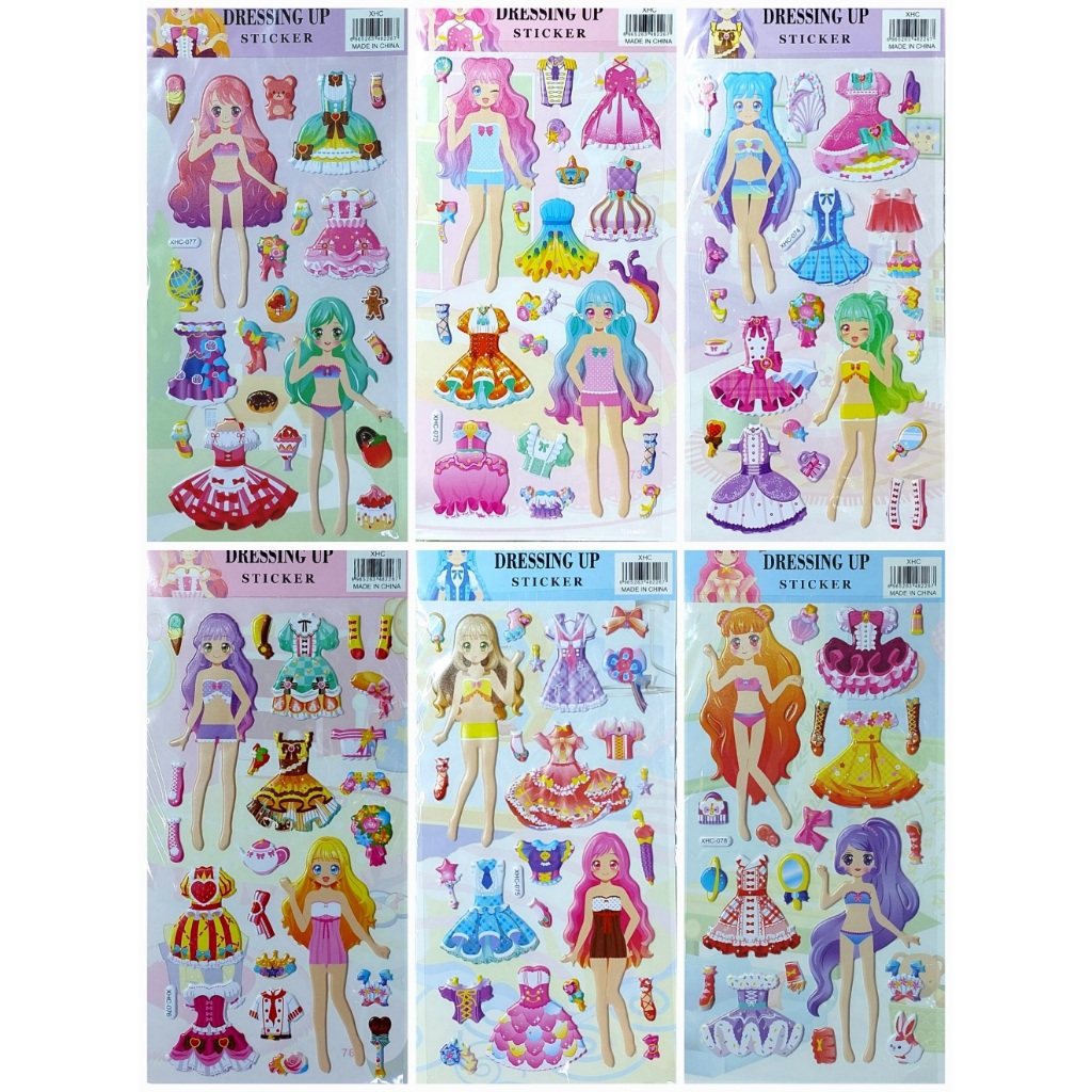 สติกเกอร์ แต่งตัว ตุ๊กตา สติกเกอร์เด็ก น่ารักๆ สติกเกอร์ราคาถูก ซื้อครบ5 แถม1 สินค้าใหม่