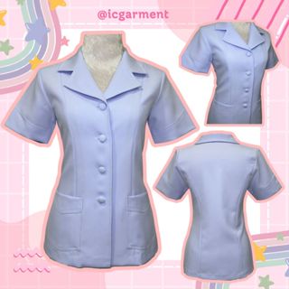 เสื้อพยาบาล คอปกฮาวายแหลม ผ้าวาเลนติโน่