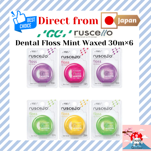 GC ruscello Dental Floss 30m x 6 pcs Mint Waxed Assortment of 2 or more colors [Direct from Japan]