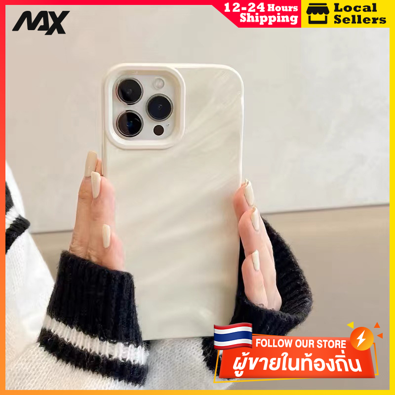 🔥Max🔥 กันกระแทก ลายพลีท ซิลิโคนนิ่ม  เคสโทรศัพท์มือถือ  3D สีน้ําตาลแวววาว สําหรับ IPhone 15 14 13 12 11 Pro Max 11pro