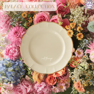 Violet Flamingo Palace Collection ชุดจานชาม & ชุดน้ำชาหรูหรา ผลิตจาก Premium Fine Porcelain สีขาวงาช้าง ตกแต่งด้วยวนทอง