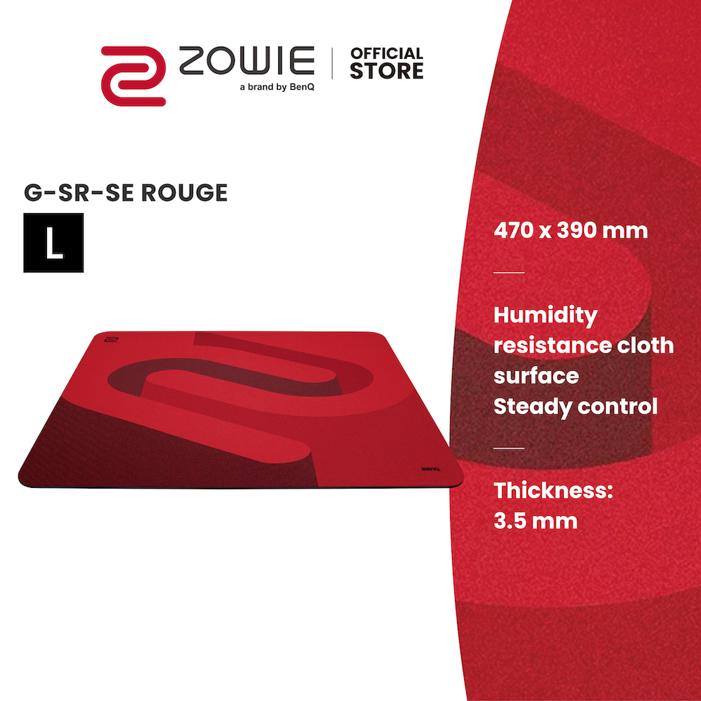 ZOWIE G-SR-SE Rouge Gaming Mouse Pad แผ่นรองเมาส์สีแดง ขนาด L/ใหญ่ (แผ่นรองเมาส์เกมมิ่ง)