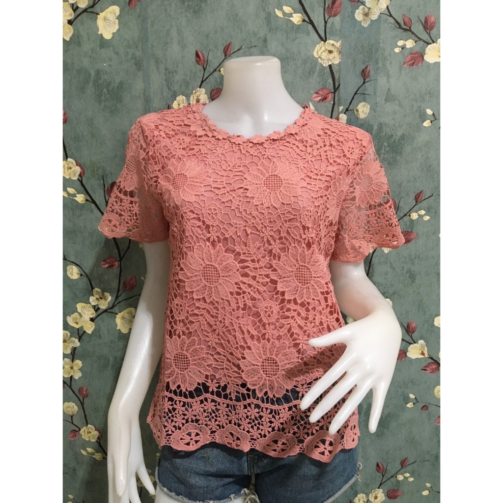 เสื้อลูกไม้ อก40-42 สาวอวบ#แขนสั้น#เสื้อผ้าสาวอวบ#รุ่น4213-8