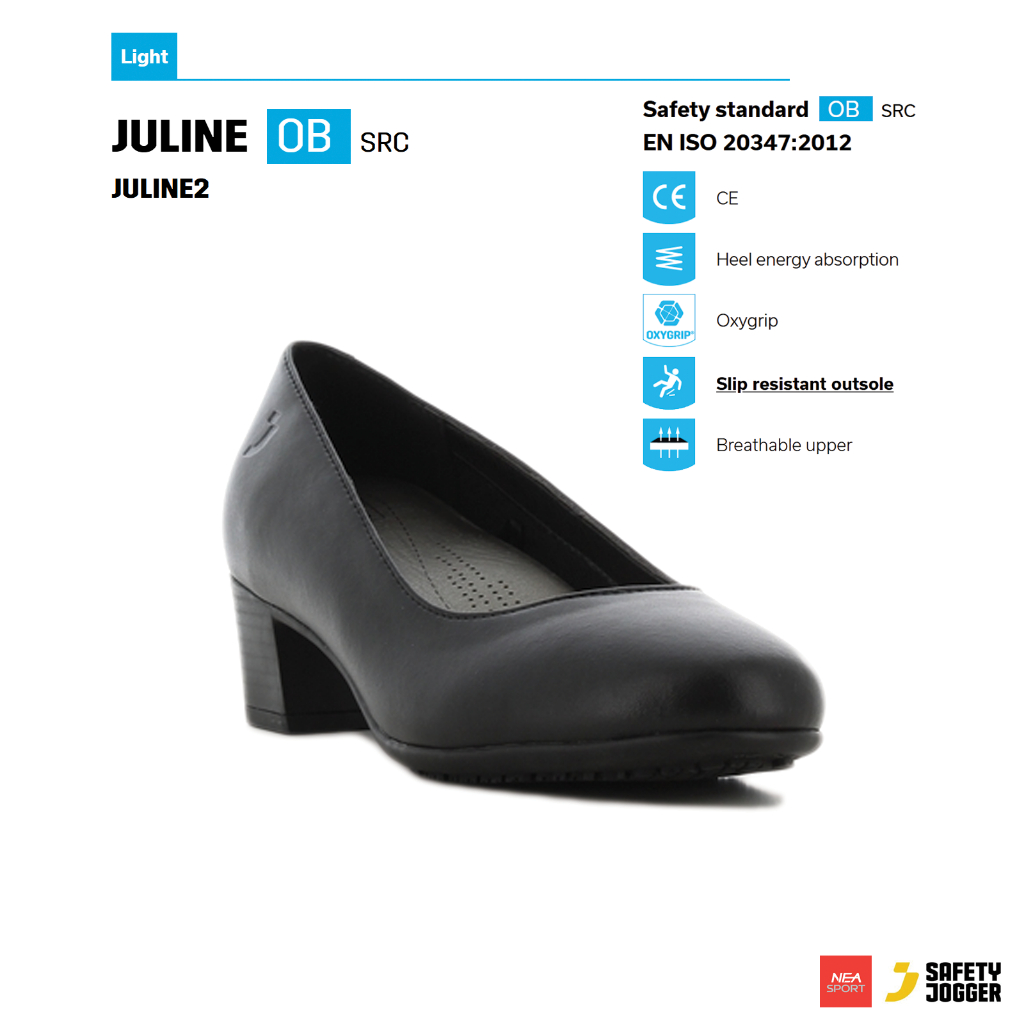 SAFETY JOGGER - JULINE รองเท้าหนังคัทชู ส้นสูง ผู้หญิง กันลื่น แบบสวม หนังแท้ คุณภาพสูง