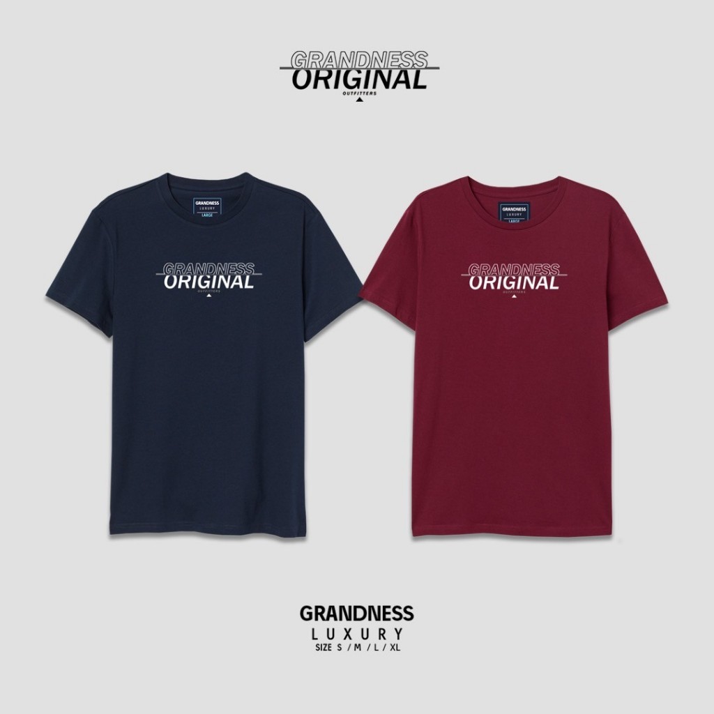 Grandness เสื้อยืด Luxury ลายกราฟิก รุ่น LX229-30 ( สีกรม / สีเลือดหมู )