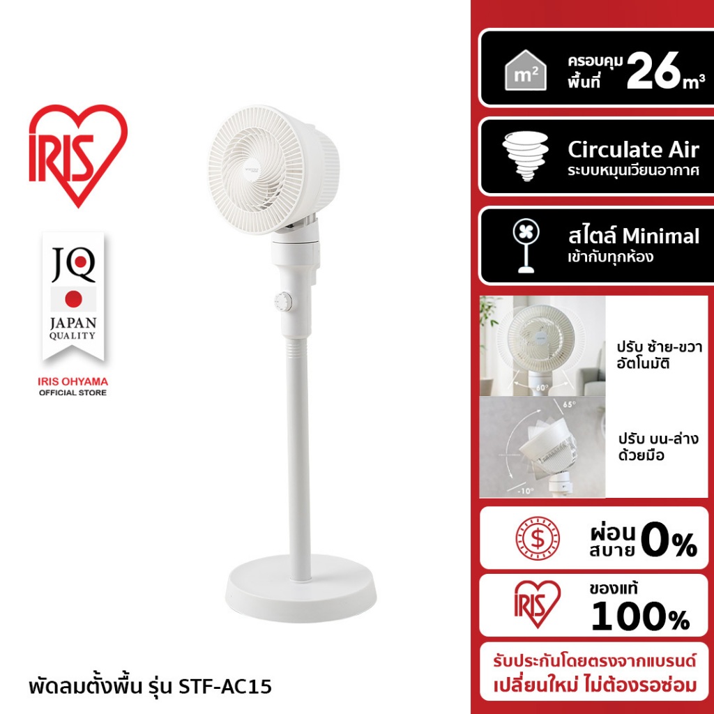 ใหม่!! พัดลมตั้งพื้น พัดลมหมุนเวียนอากาศ แรงลมทรงพลัง ไอริส โอยามะ IRIS OHYAMA รุ่น STF-AC15