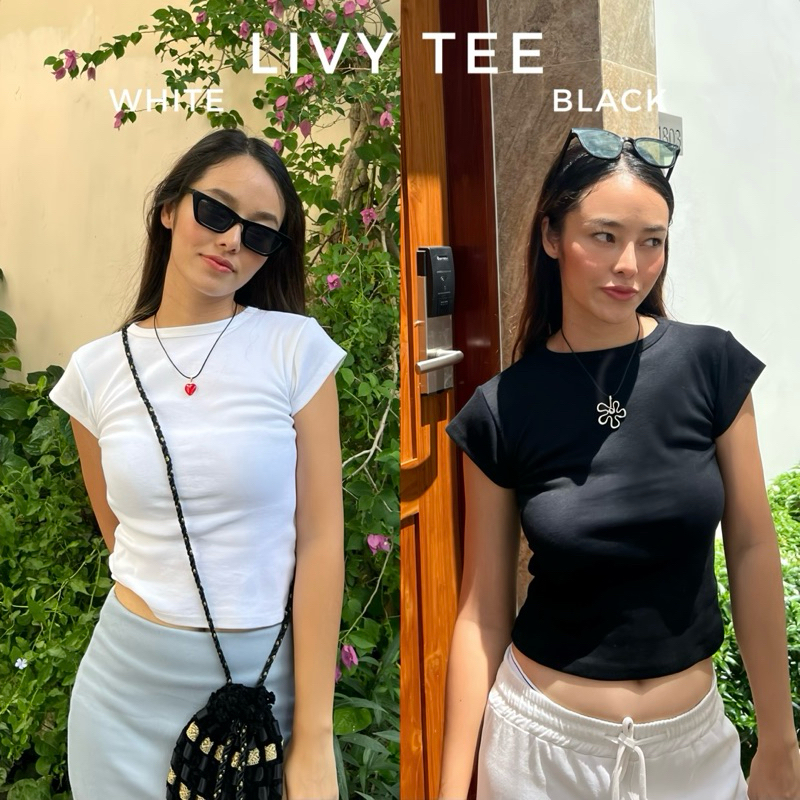 livy tee black | white
