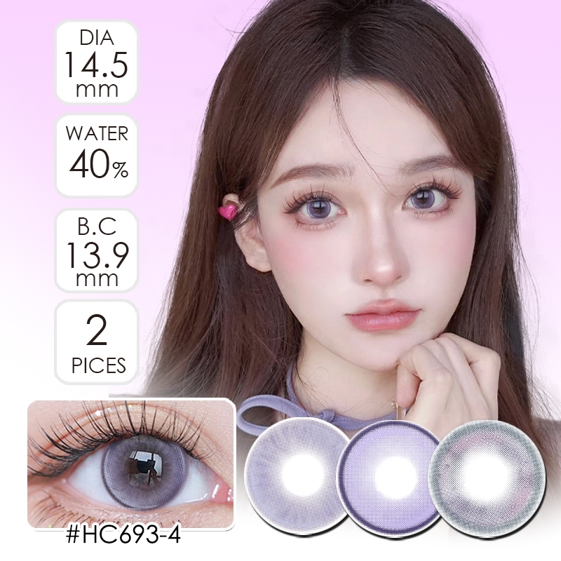 （COD）purple Contact lens คอนแทคเลนส์สีคู่ขนาดเส้นผ่านศูนย์กลาง 14.2MM ปริมาณน้ำ 38% สั้น -0.00 ถึง -4.50