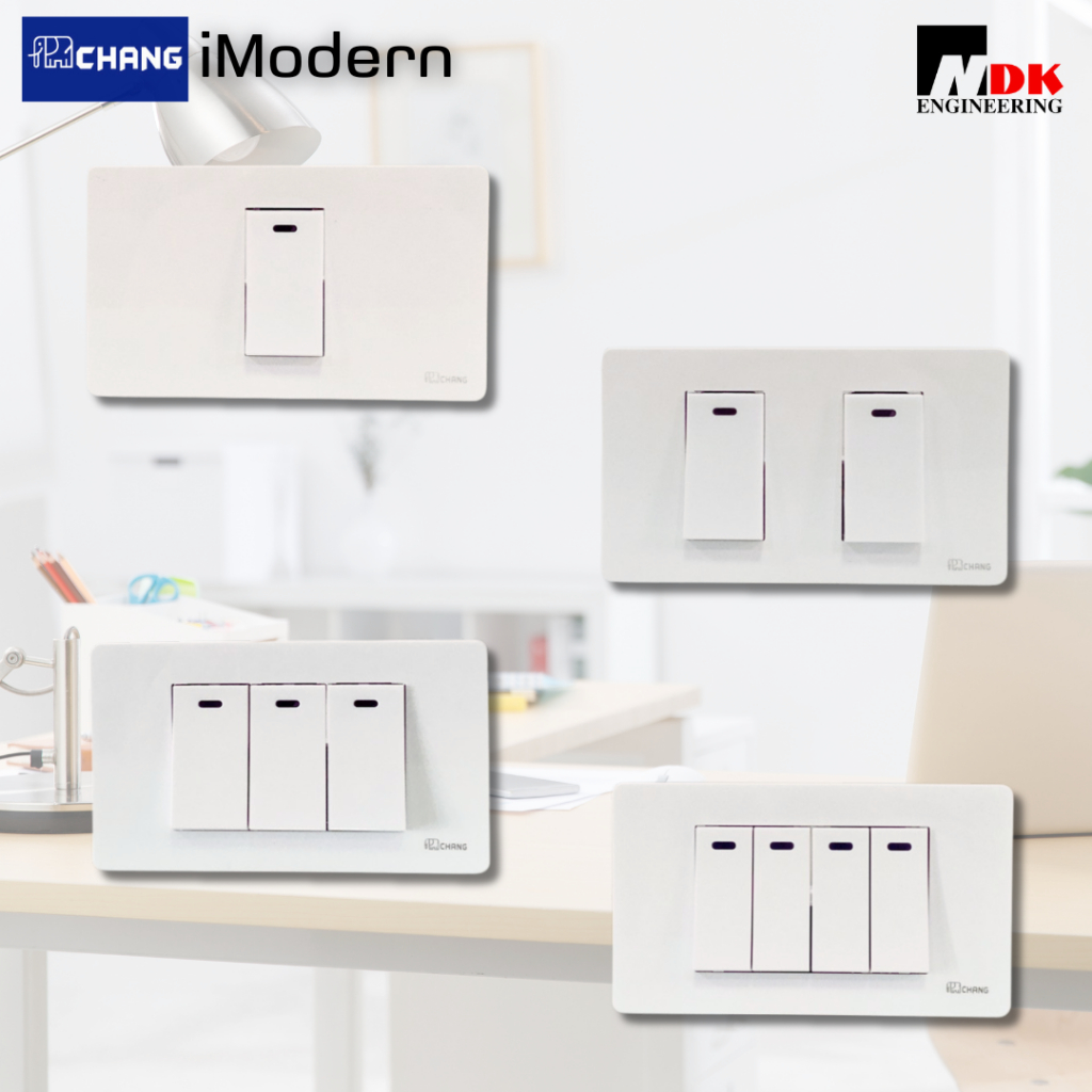 Chang iModern ชุดสวิตซ์ทางเดียว 1-4 ช่อง สีขาว (ส่งแยกชิ้น ไม่ได้ประกอบ)