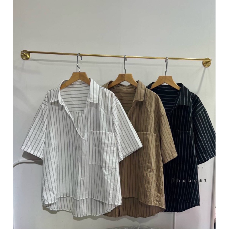 เสื้อเชิ้ตแขนสั้น กระดุมหลัง อก 34-48”