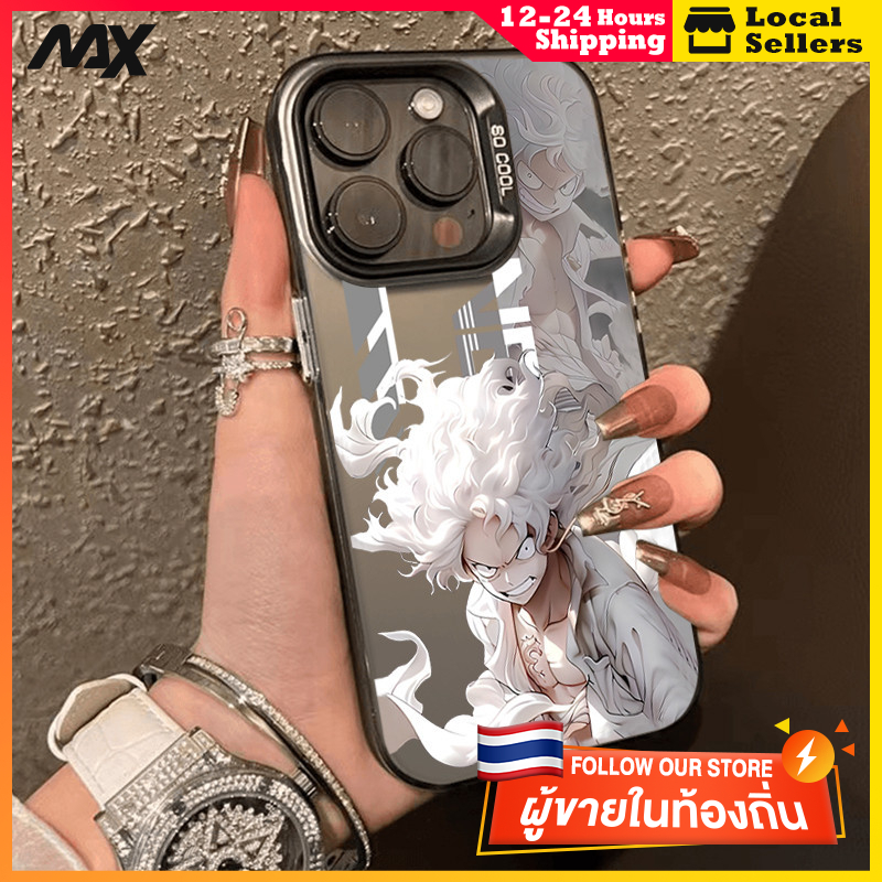 สีดำหรูหราซิลิโคนแข็งกรณีโทรศัพท์ ลูฟี่ผมสีขาว for IPhone 13 12 7Plus 14 15 11 Pro MAX 8 6 7 6S Plus X XR XS
