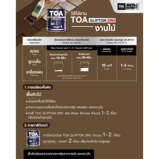 TOA Glipton 2IN1 ขนาด 0.875 ลิตร สีน้ำมันคลือบทับหน้าพร้อมรองพื้นกันสนิม ในหนึ่งเดียว สีน้ำมัน 2in1 สีทาเหล็ก สีทาไม้