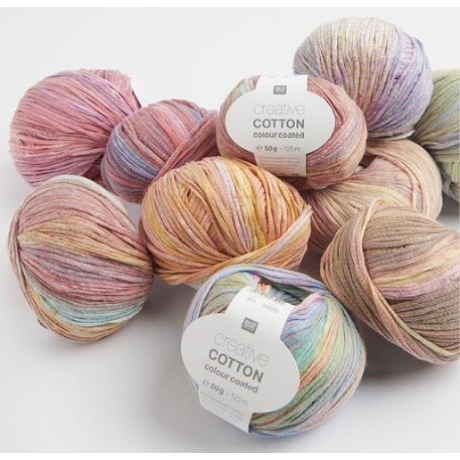 Rico Creative Cotton Colour Coated ไหมเส้นแบน สีเหลือบ นุ่มมากค่ะ 50g Made in Italy