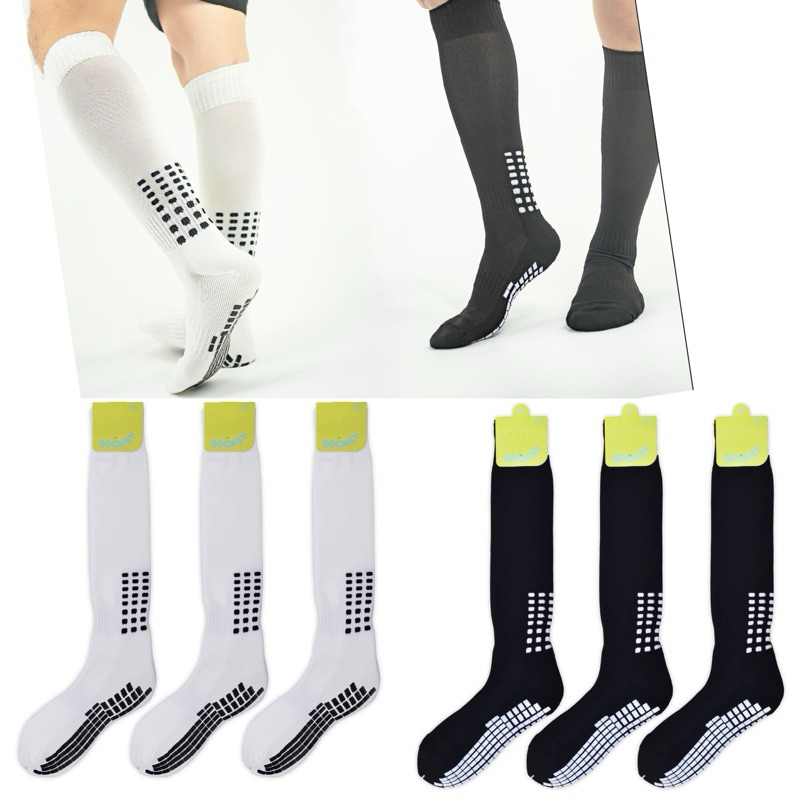 ถุงเท้าฟุตบอล ยาวถึงเข่างานป้าย socksy พื้นล่างมีกันลื่น 6คู่และ12คู่