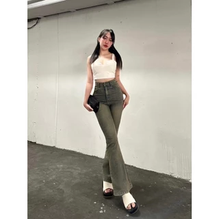 กางเกงยีนส์ขายาว สีสนิมทอง ฮิตมากแม่ สวยตาแตกมากแม่ ขาม้าเอวสูงปรี๊ดดดด สูงสะใจ สวยเก็บพุงเก็บทรง ทำให้ขาเพรียว เรียวสวย