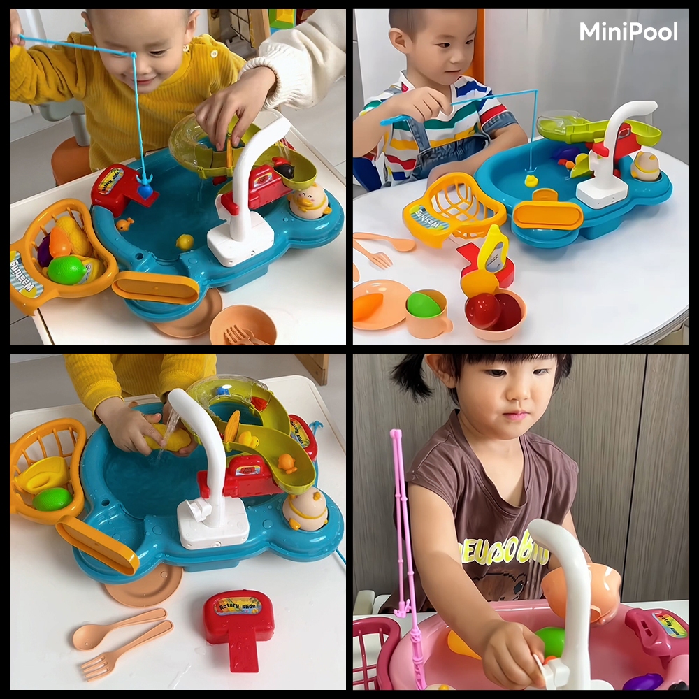 ชุดสวนน้ำของเล่น มี22ชิ้น ของเล่นเด็ก MINI POOL 2in1 ชุดสวนน้ำสไลเดอร์และอ่างล้างจาน - รูปที่ 6