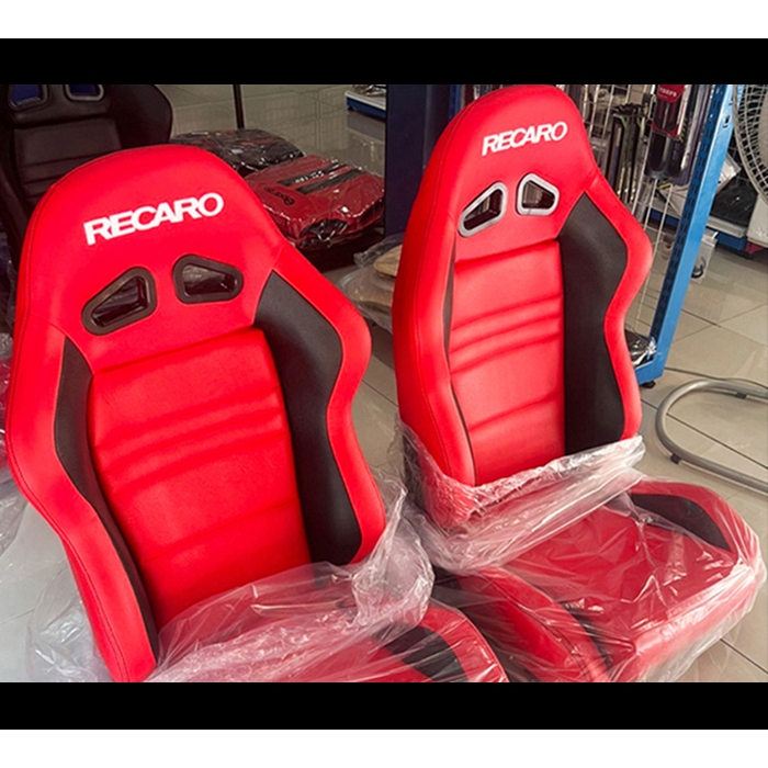 เบาะแต่ง เบาะซิ่ง Recaro เบาะเรคาโร่ หนังแดงคลิบดำ แถมขา-รางทั่วไป แปลงใส่ได้ทุกรุ่น พร้อมส่งวันนี้