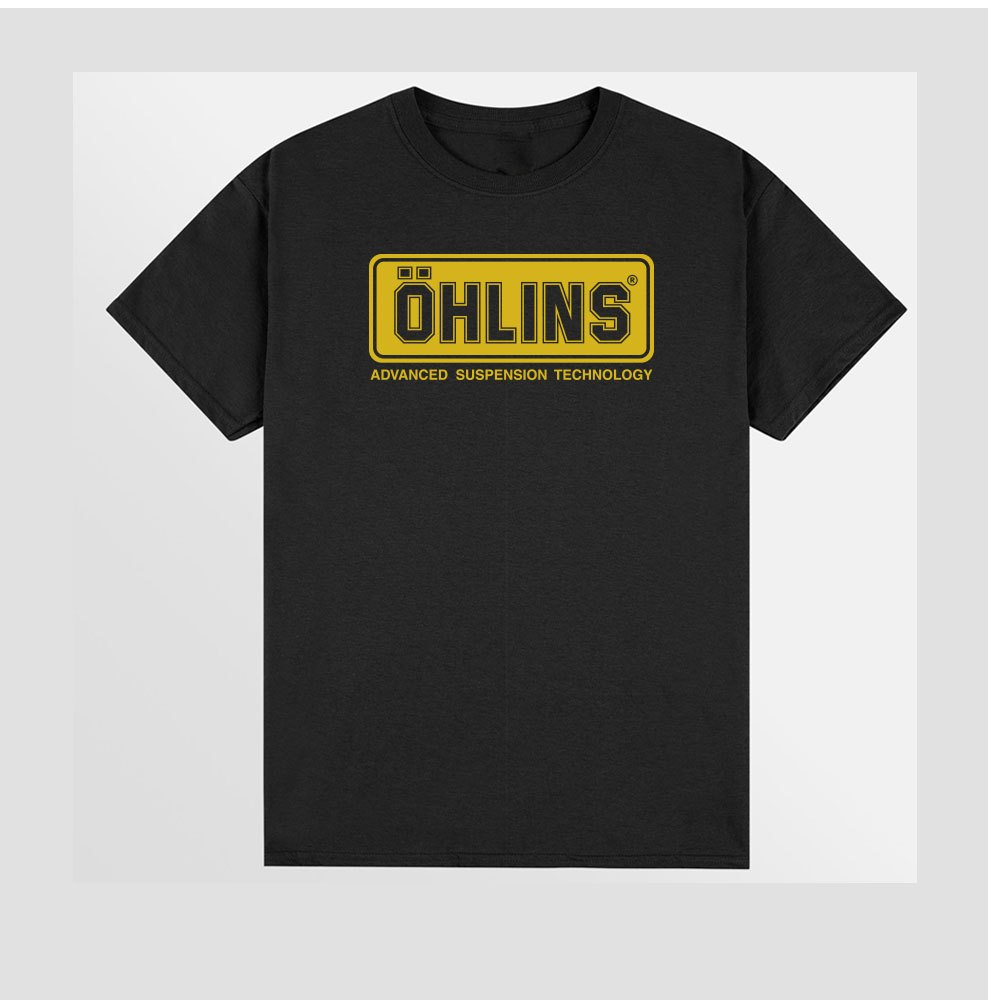 OHL001 เสื้อยืด คอกลม ลาย OHLINS โช๊ค มอไซต์ รถยนต์ racing เสื้อคุณภาพส่งออก COTTON 100%