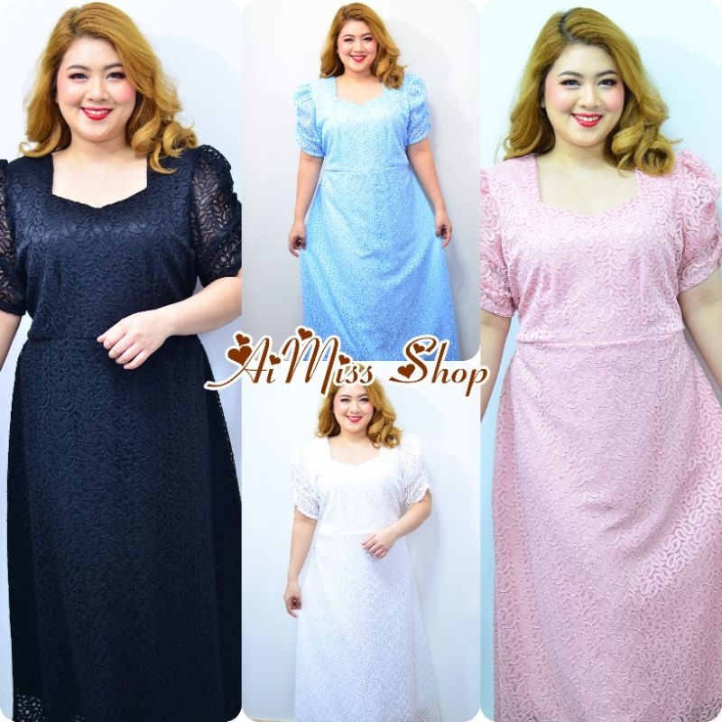 AiMiss Shop รหัส 39 เดรสลูกไม้ ชุดลูกไม้ เดรสสาวอวบ ใส่ออกงานสวยๆ