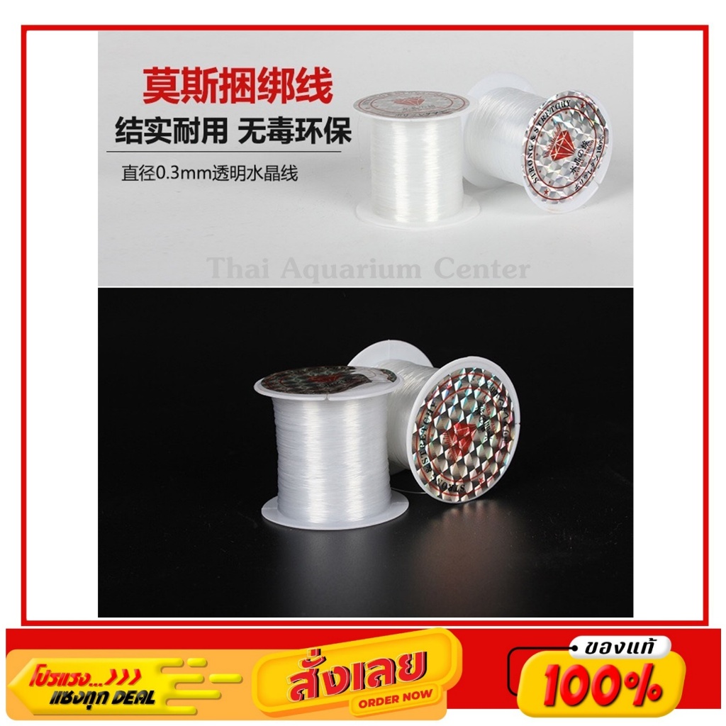 สายเอ็นขนาด 0.3 mm ใช้พันมอสไว้กับหินหรือไม้ ตกแต่งตู้ปลา