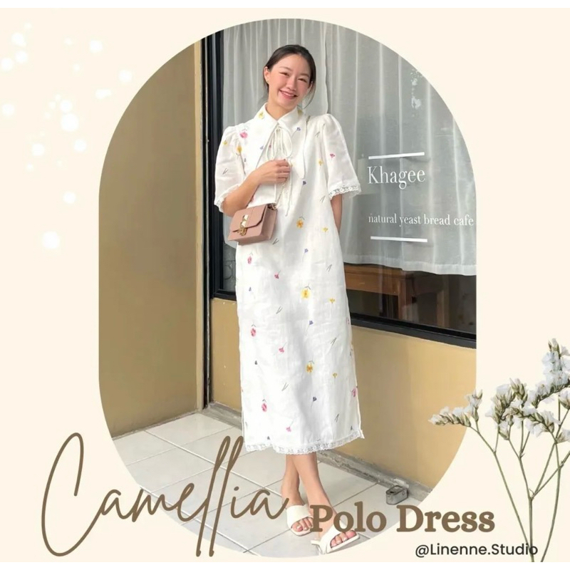 เดรสผ้าลินินญี่ปุ่นเกรดพรีเมี่ยมปักลายดอกไม้จากร้านlinenne.studio