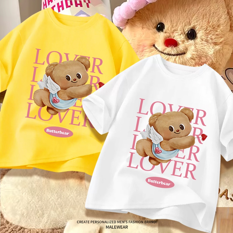 D873จัดส่งด่วนเสื้อยืดคอกลมแขนสั้นลายสวยผ้าดีใส่ได้ทั้งชายและหญิง