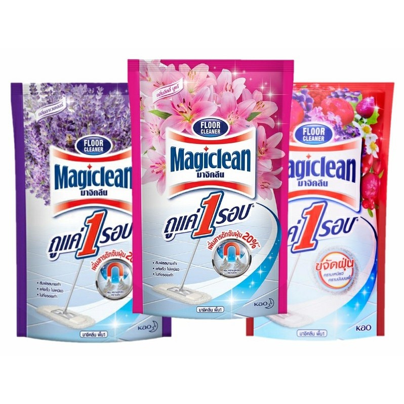 น้ำยาถูพื้น ชนิดถุงเติม มาจิคลีน พื้น รีฟิว 400ml. มี 3 กลิ่น
