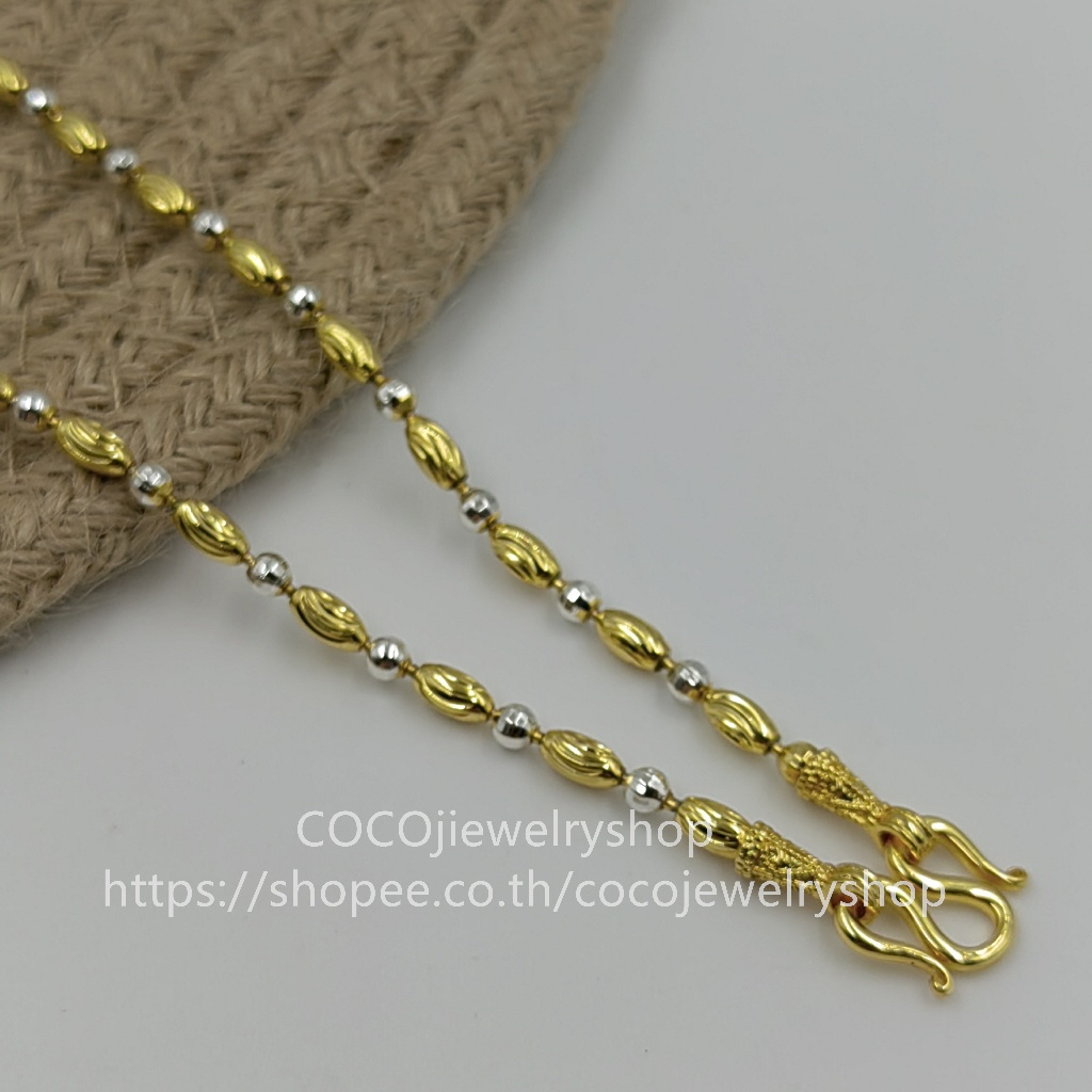 สร้อยคอ ( 2กษัตรย์/ 3กษัตรย์) เม็ดข้าว สองสี/สามสี สร้อยคอห้อยพระ สร้อยคอ สี24k ไม่ลอกไม่ดำ ราคา ถูกที่สุด ดีลบีเคเค แกลเลอรีภาพที่ 3