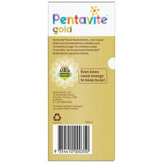 Pentavite Gold Multivitamin + Iron Liquid For Kids 200ml มัลติวิตามินชนิดน้ำรสแตงโม