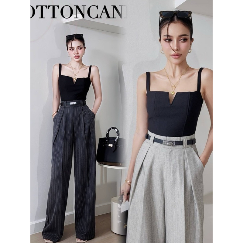 #COTTON CANDY กางเกงขายาวริ้ว New Sivie korea pants