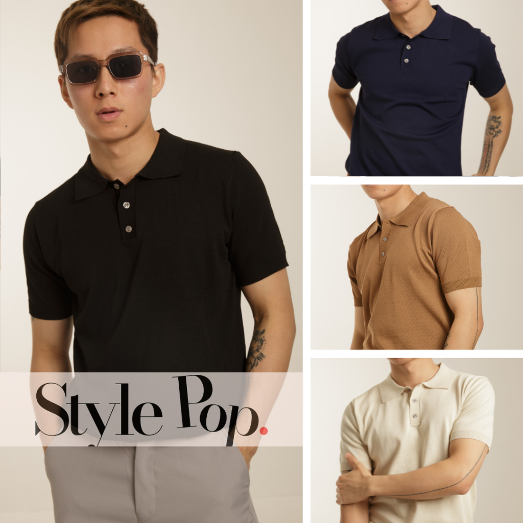 StylePop Brand เสื้อโปโลผู้ชาย เสื้อโปโลเกาหลี ผ้าถัก Knit Polo Shirts [STP187]
