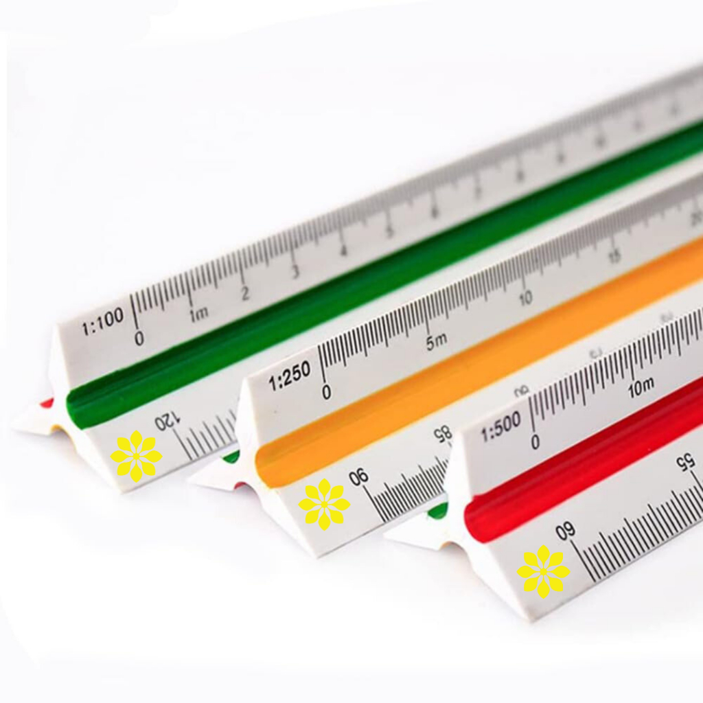 RUJI ไม้สเกล สามเหลี่ยม 12 นิ้ว สเกลต่ำ / สเกลสูง Scale Ruler ไม้สเกลสามเหลี่ยม
