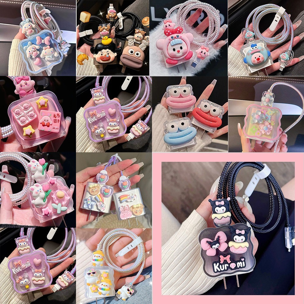 พร้อมส่งจากไทย กล่องชาร์จ ชุดถนอมสายชาร์จการ์ตูน สำหรับไอโฟน 20w