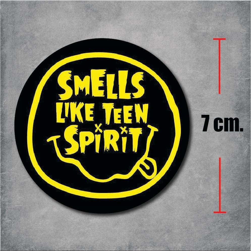 sticker pvc SMELLS LIKE TEEN SPIRIT – NIRVANA สติกเกอร์ สเมลส์ไลก์ทีนสปิริต - เนอร์วาน่า งานออฟเซ็ทแท้ pvc กันน้ำ กันแดด