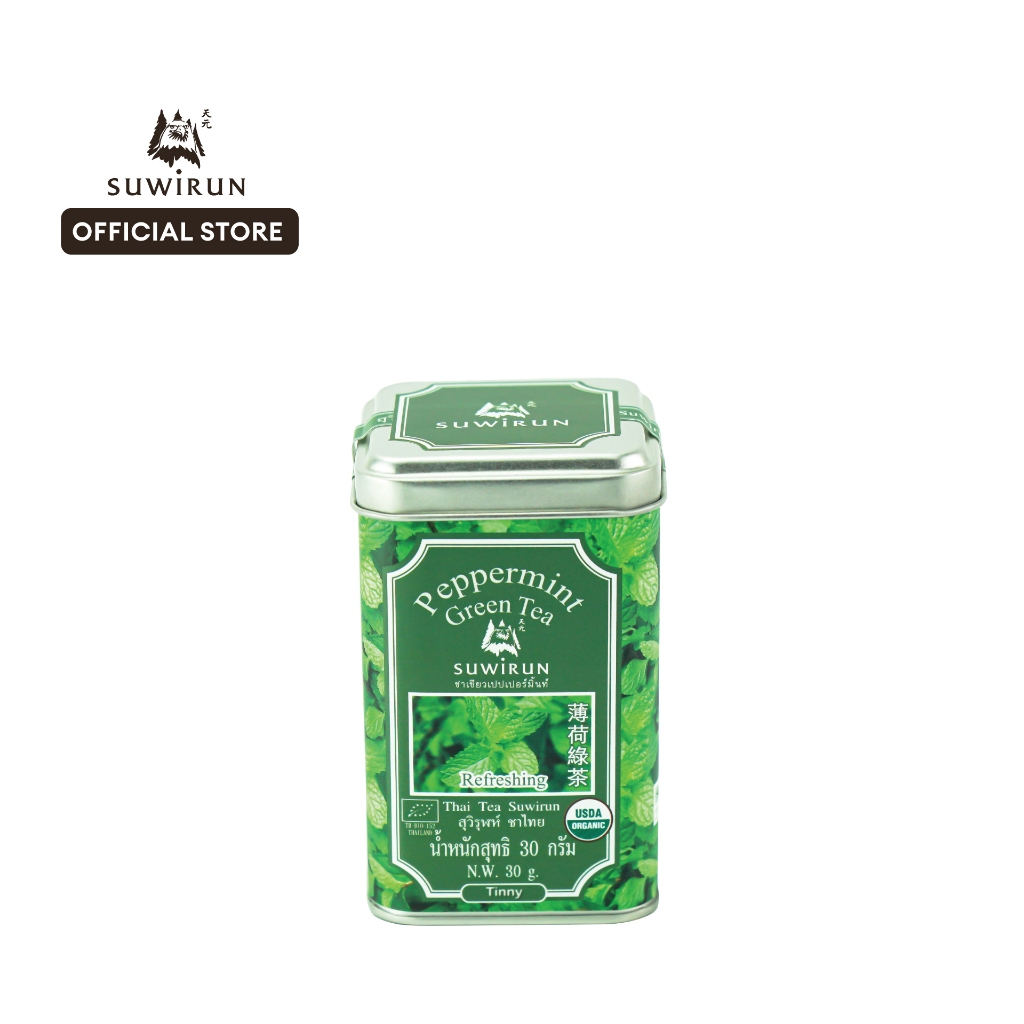 Tinny ชาเขียวเปปเปอร์มิ้นท์ 30 กรัม – สุวิรุฬห์ ชาไทย Suwirun Tea