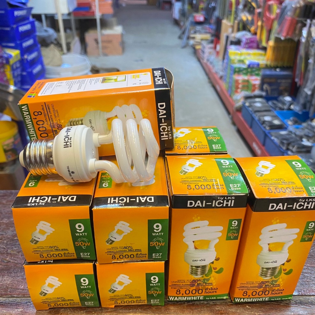 DAI-ICHI หลอดไฟ ไฟแต่งห้อง ไฟ LED หลอดไฟเกลียว หลอดประหยัดไฟ 9w ขั้วเกลียว E27 แสงวอม (สีเหลือง)  ให