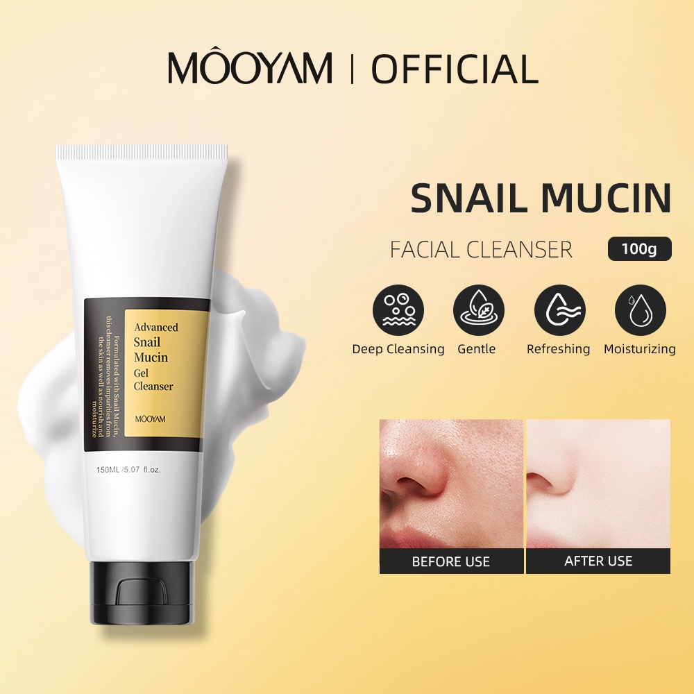MOOYAMSnail Mucin Gel Cleanser 150mlเจลล้างหน้า สูตรหอยทาก น้ํายาทําความสะอาด ผลิตภัณฑ์บํารุงผิวหน้า