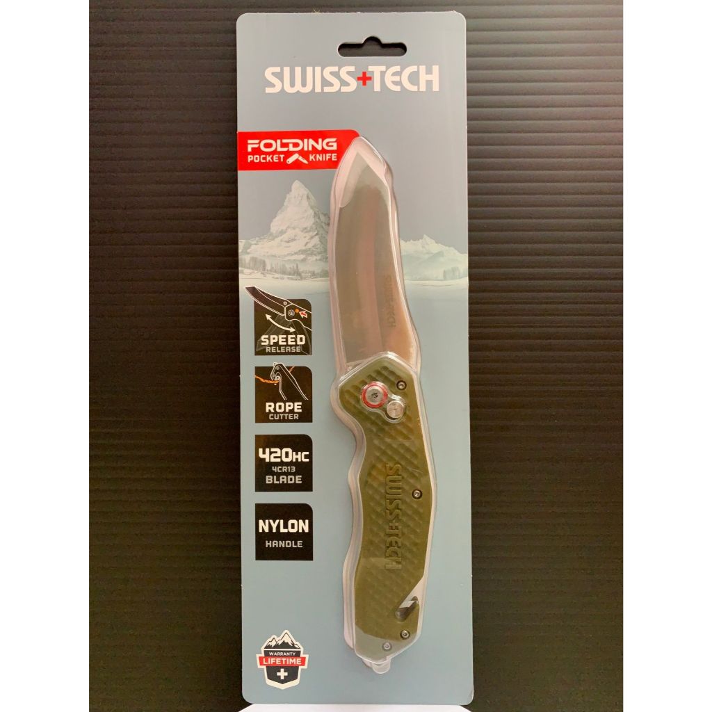 Swiss+Tech มีดพับ 3.5" Folding Pocket knife Rope Cutter ST014014 EDC มีดพกเดินป่า