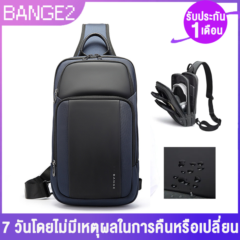 Bange ใหม่ กระเป๋าคาดอก กระเป๋าสะพายไหล่ กระเป๋าเมสเซนเจอร์ ใบสั้น 8 นิ้ว กันน้ํา แบบพกพา สําหรับผู้ชาย เดินทาง