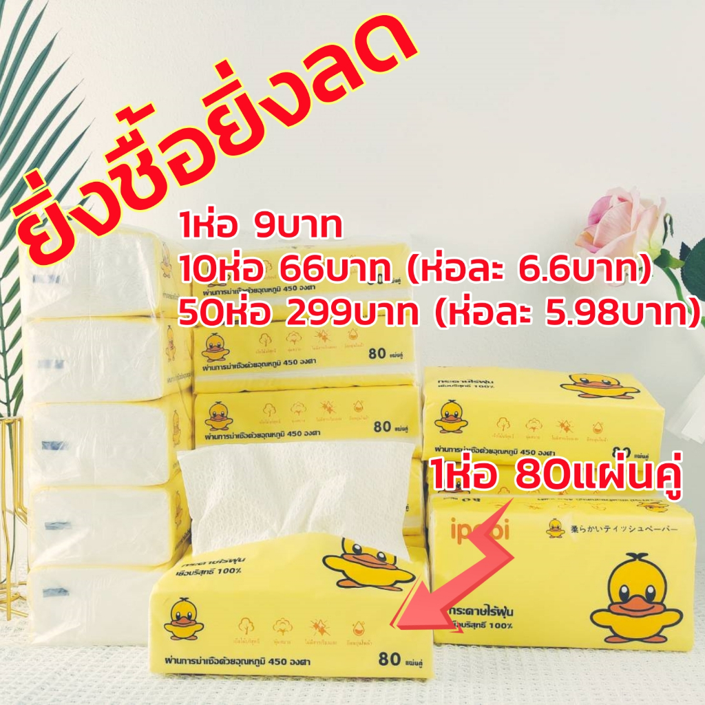 ราคาถูกที่สุด สั่ง 10 ห่อเพียง 66บาท ทิชชู่เป็ด 1ห่อ ขนาดใหญ่ Tissue Duck L กระดาษเช็คหน้า กระดาษทิชชู่ #EL01