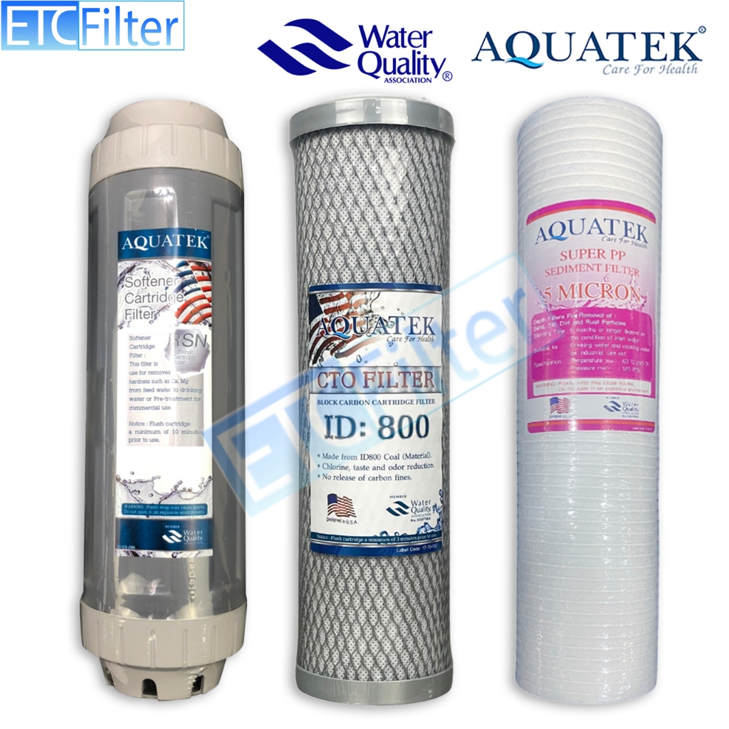 ไส้กรองน้ำ 3 ขั้นตอน AQUATEK 1 หรือ 5 MIcron เรซิน CTO 5 Micron ขนาด 10 นิ้ว