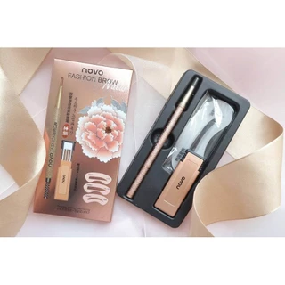 ชุดดินสอเขียนคิ้ว NOVO Eye brow nature ชุดเขียนคิ้ว + รีฟิลไส้ บล็อคคิ้ว กันน้ำ สีสวย -- 5146