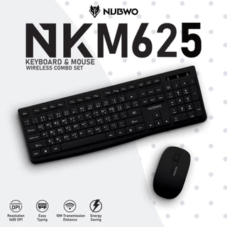 NUBWO คีย์บอร์ดและเมาส์ไร้สาย แบบไวร์เลส สีสันสดใส รุ่น NKM625 รับประกัน 1 ปี (1Receiver ใช้งานร่วมกันคีย์บอร์ดเมาส์)