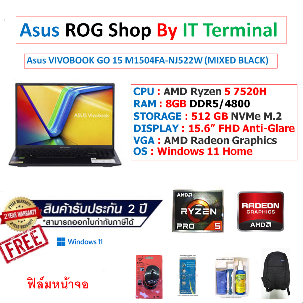 Notebook Asus VIVOBOOK GO 15 M1504FA-NJ522W (MIXED BLACK)