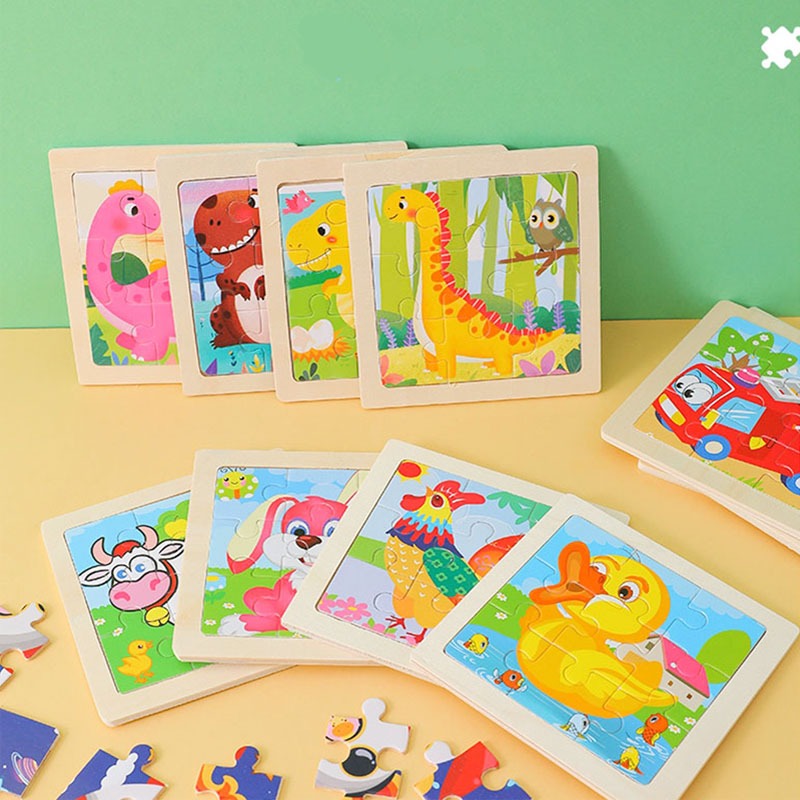 MOONTOY ของเล่นไม้ จิ๊กซอว์ไม้ จิ๊กซอว์เด็ก 9 ชิ้น/แผ่น ตัวต่อไม้ ของเล่นเด็ก ของเล่นเสริมพัฒนาการ ตัวต่อไม้
