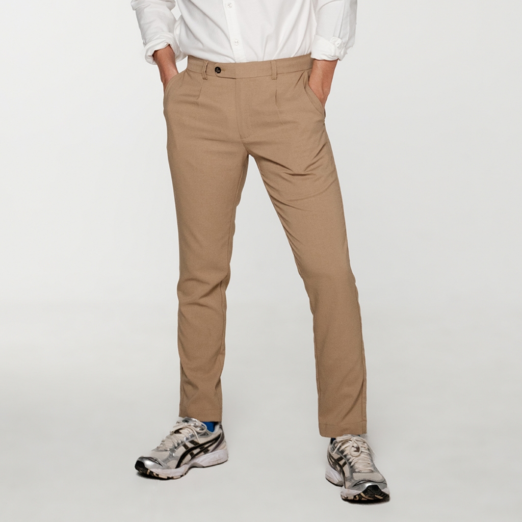 era-won กางเกงทำงานรุ่น Luxury details V3 ทรง Skinny Crop สี Beige