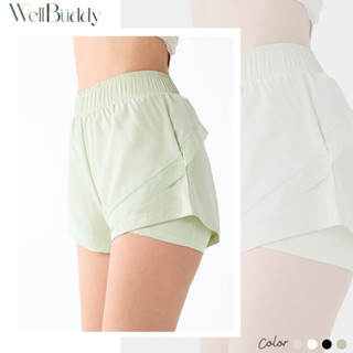 WellBuddy กางเกงวิ่งผู้หญิง มีซับในกันโป๊ ใส่มือถือได้ กางเก…